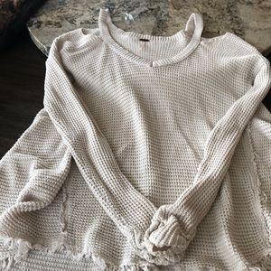 Peak a boo shoulder free people sweater